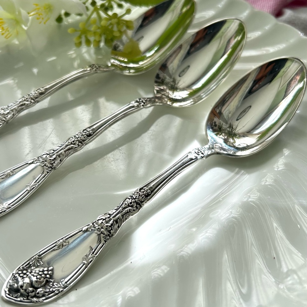 🌴Darling Vintage La Vigne/Hanging Grapes Teaspoons | 1881 A1 Roger | Set of 3